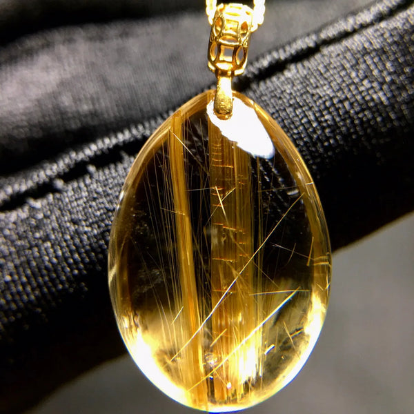 Gold Rutilated Quartz Pendant-ToShay.org