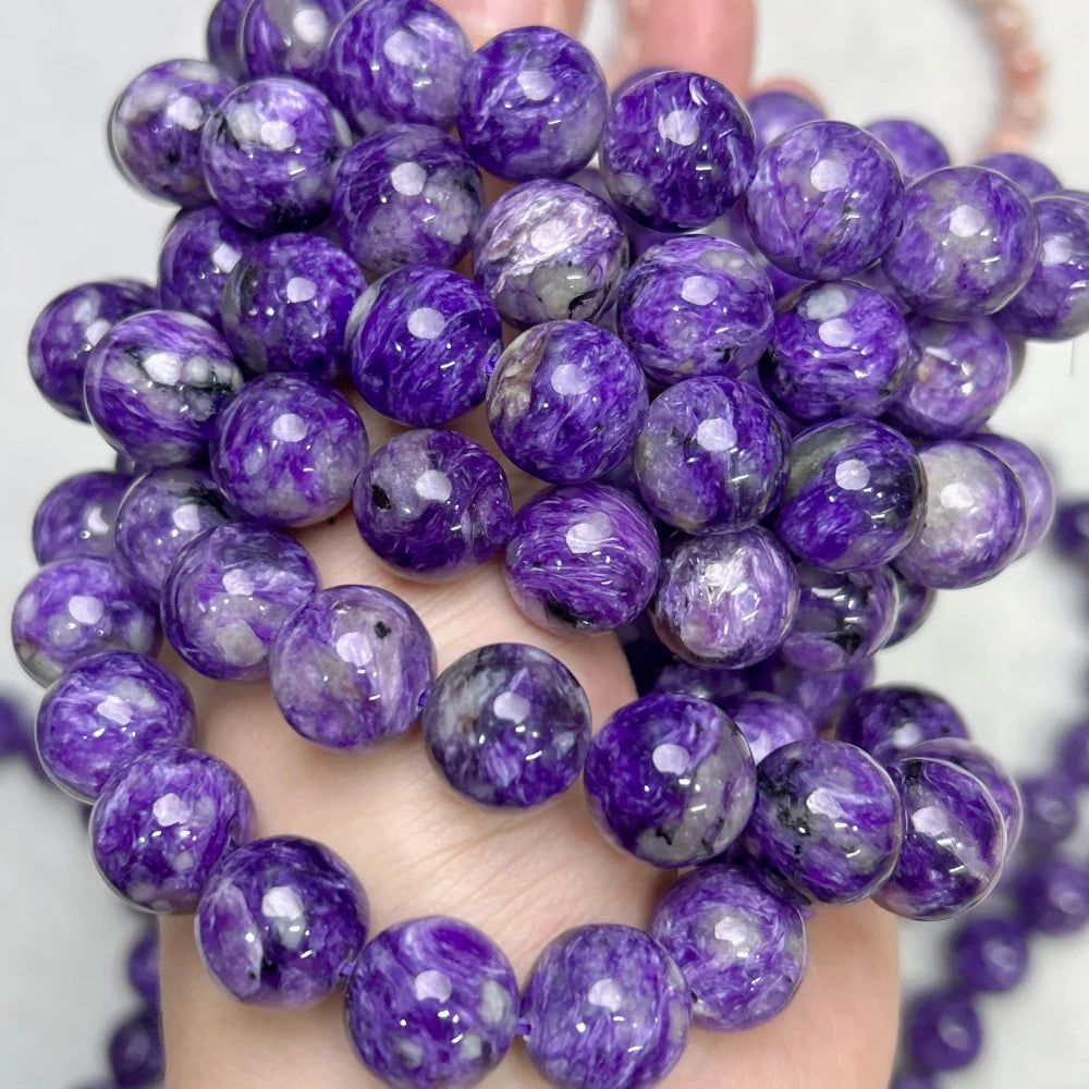 Purple Charoite Bead Bracelet-ToShay.org