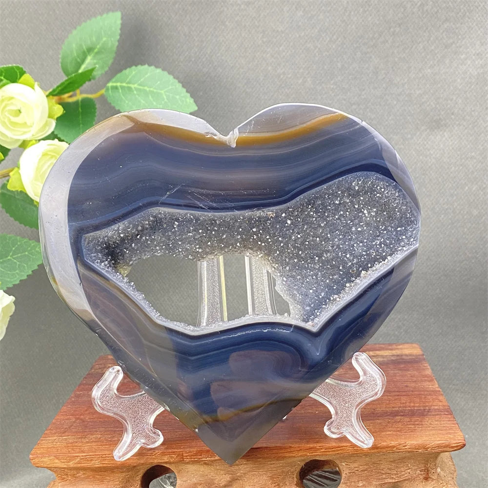Grey Agate Crystal Heart-ToShay.org