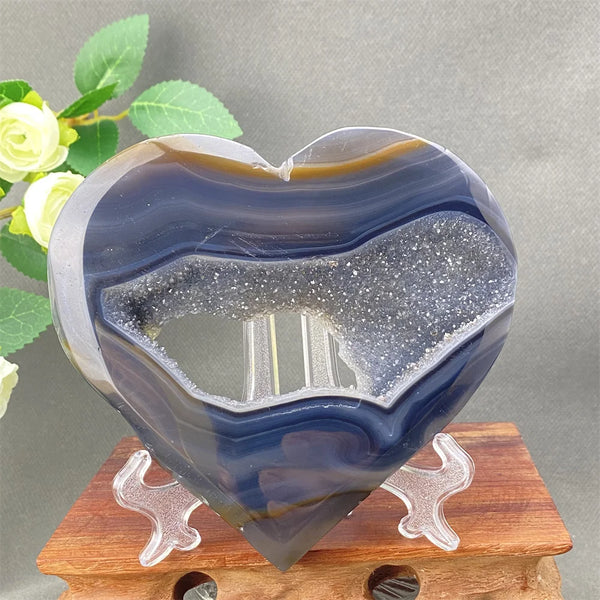 Grey Agate Crystal Heart-ToShay.org