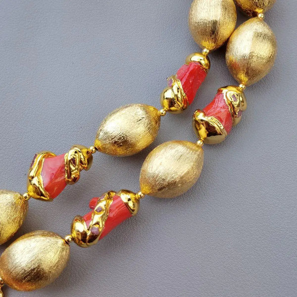Orange Coral Bead Necklace-ToShay.org