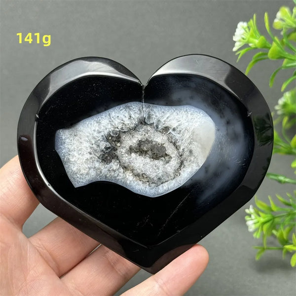 Black Agate Geode Heart-ToShay.org