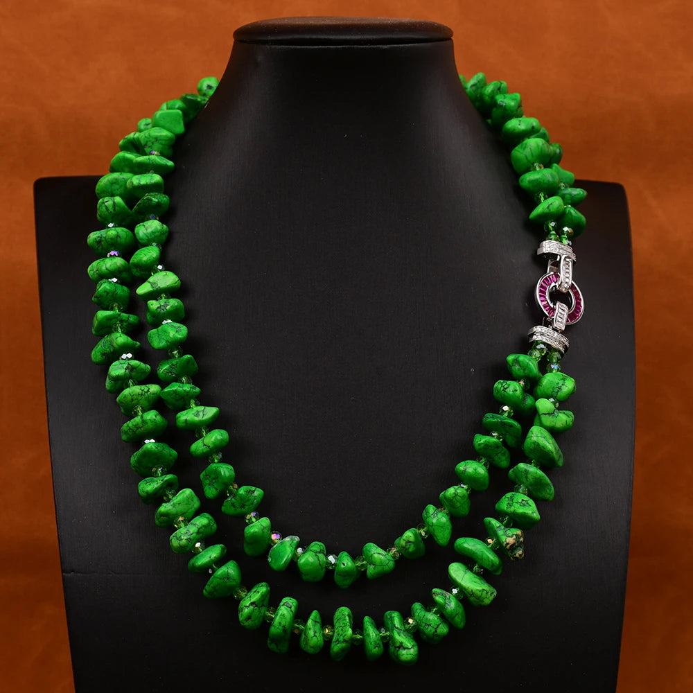 Green Turquoise Nugget Necklace-ToShay.org