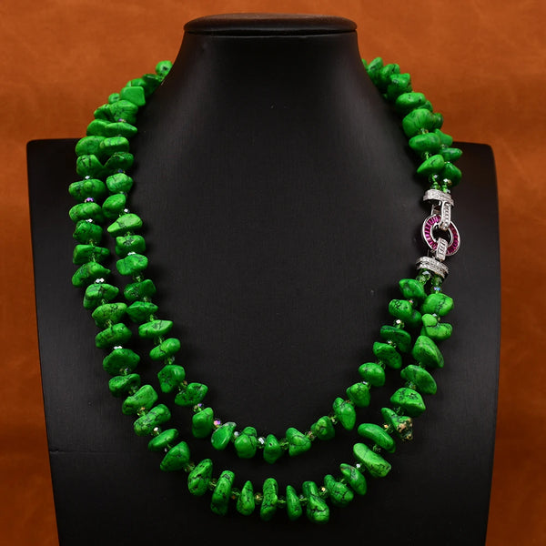 Green Turquoise Nugget Necklace-ToShay.org