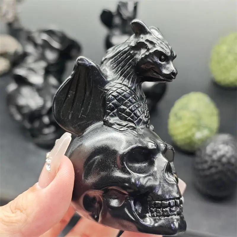 Black Obsidian Dragon Skull-ToShay.org