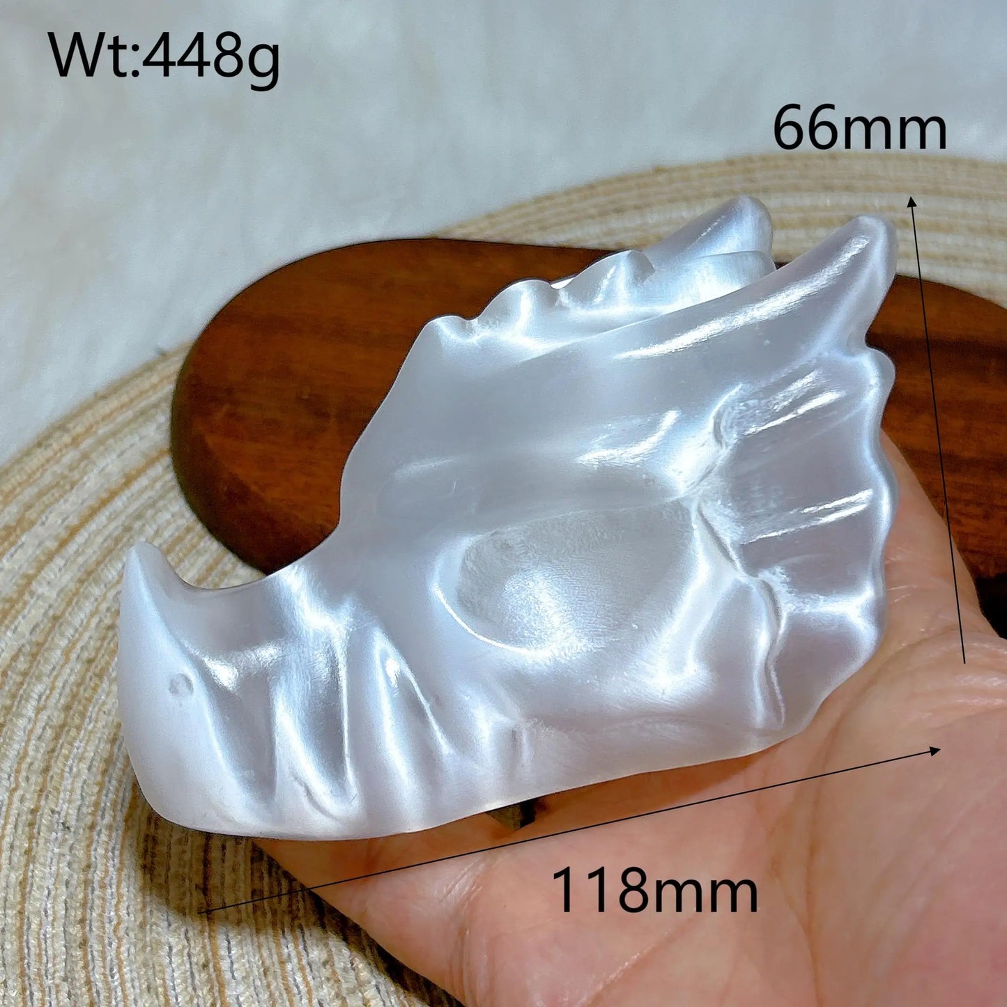 White Selenite Dragon Skull-ToShay.org