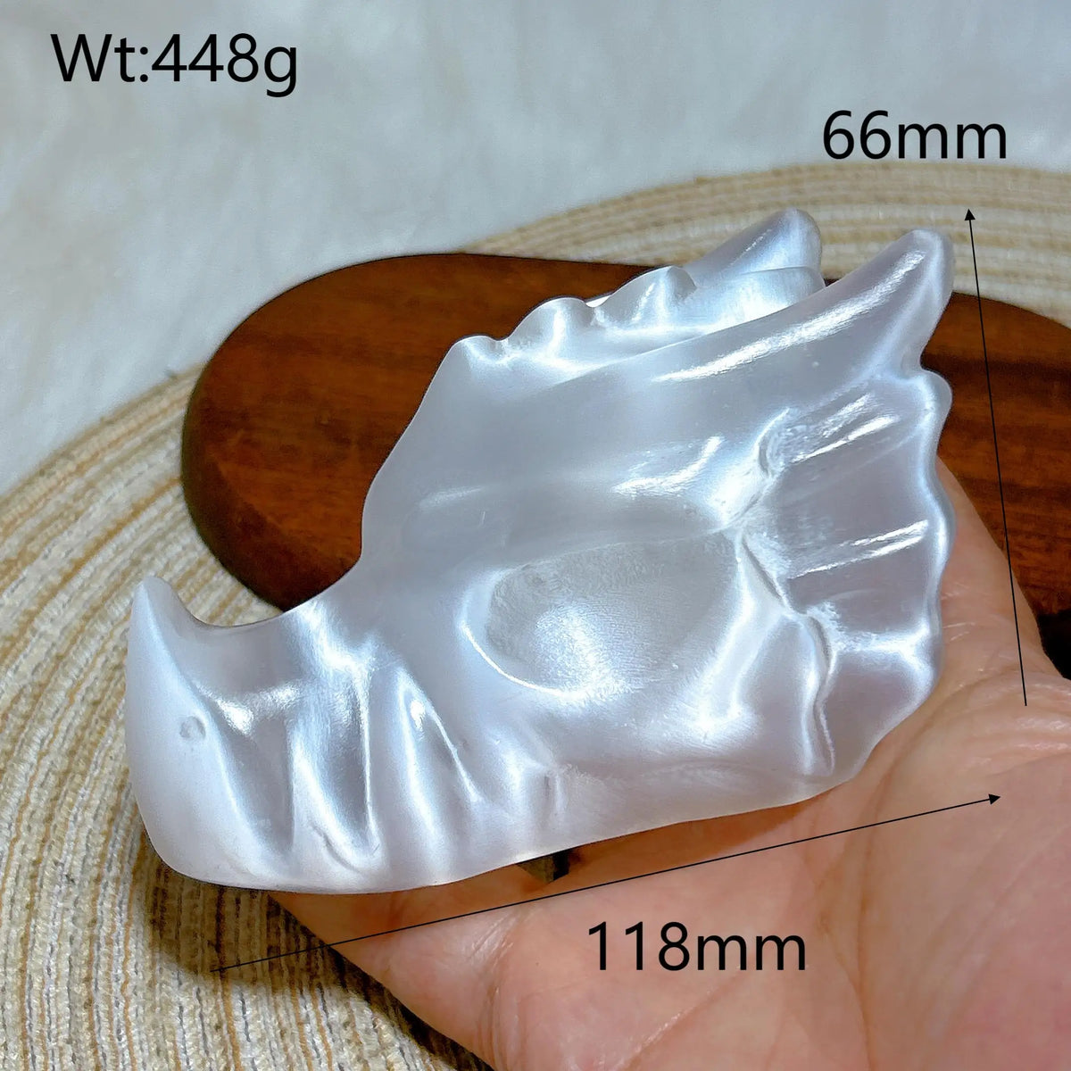 White Selenite Dragon Head-ToShay.org