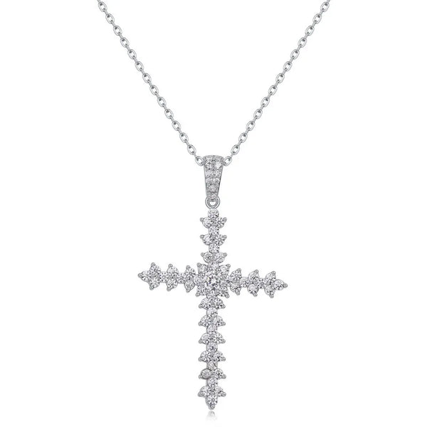 Silver Diamond Cross Pendant-ToShay.org