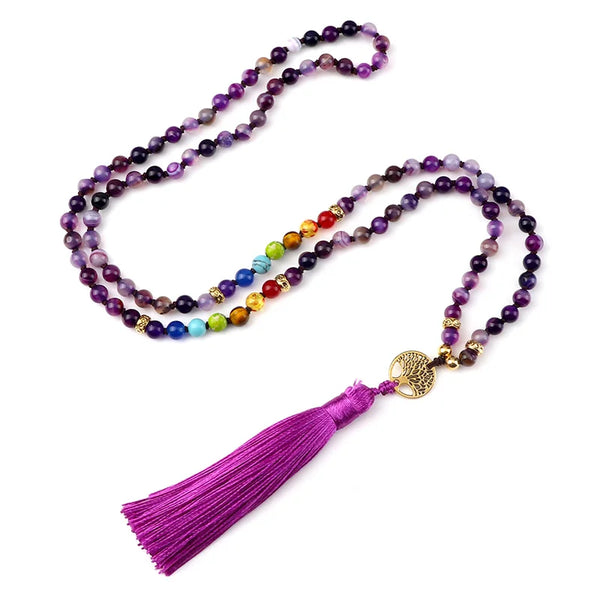 Chakra Purple Agate Japamala-ToShay.org