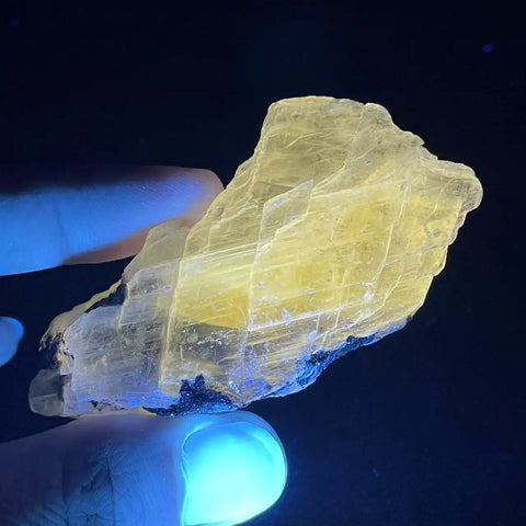 White Yellow Selenite Fluorescent Stone-ToShay.org