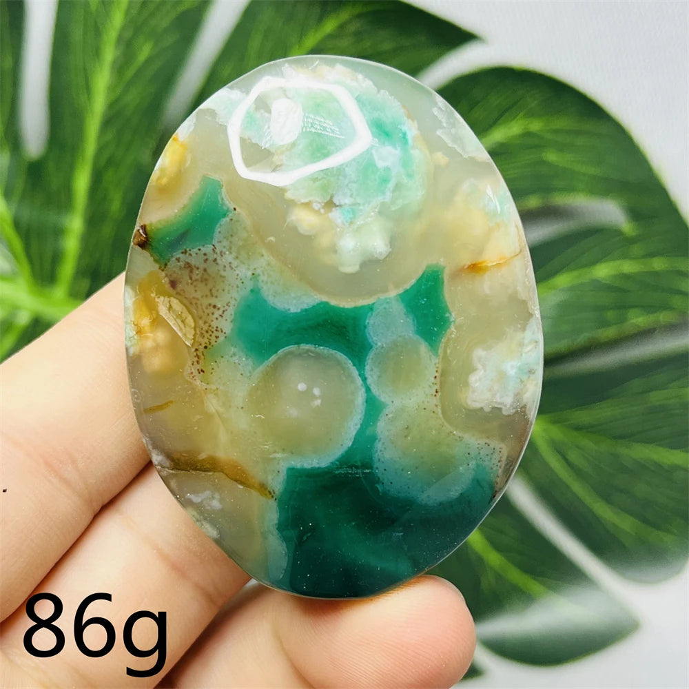 Green Flower Agate Palm Stone-ToShay.org