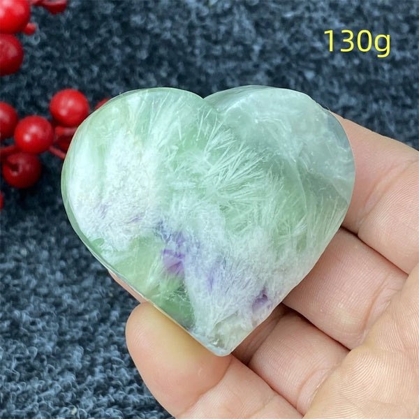 Green Feather Fluorite Heart-ToShay.org