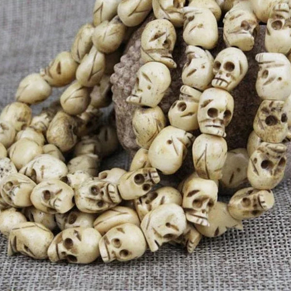 White Yak Bone Skull Mala-ToShay.org