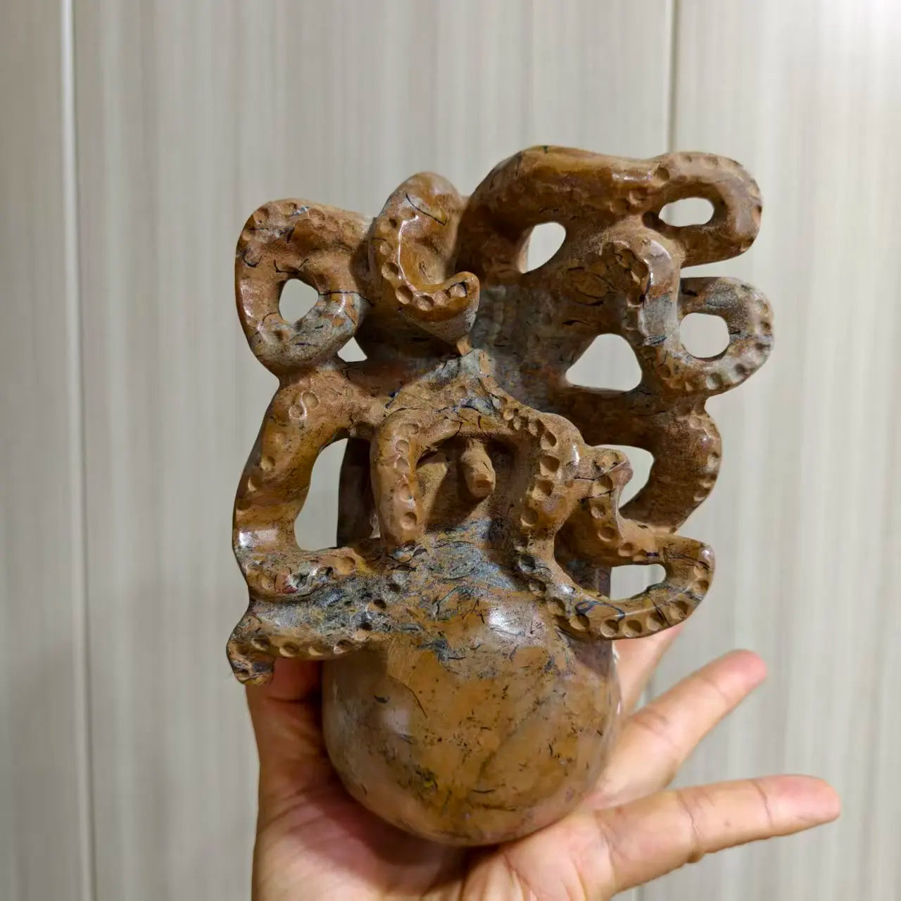 Brown Jasper Octopus Skull-ToShay.org