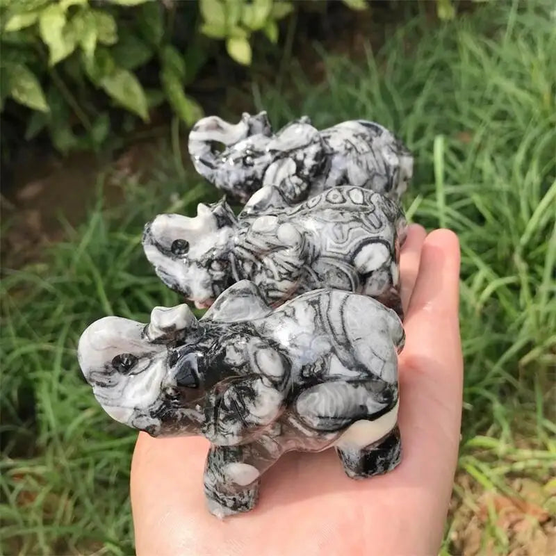 Black White Shellstone Elephant-ToShay.org