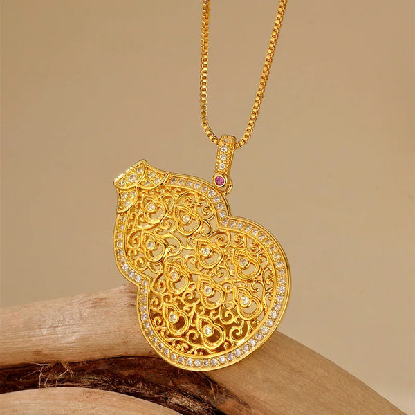 Gold Moissanite Gourd Pendant-ToShay.org