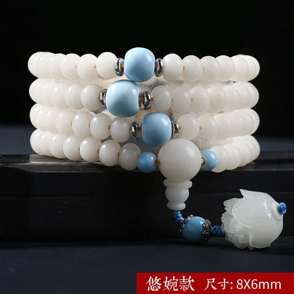 White Jade Bodhi Bracelet-ToShay.org