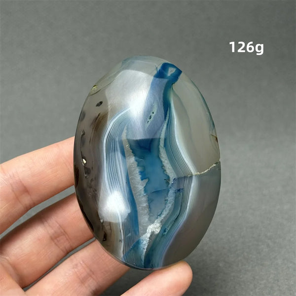 Blue Agate Palm Stone-ToShay.org