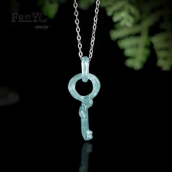 Blue Jadeite Key Pendant-ToShay.org