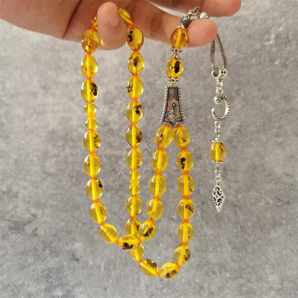 Yellow Amber Insect Prayer Beads-ToShay.org