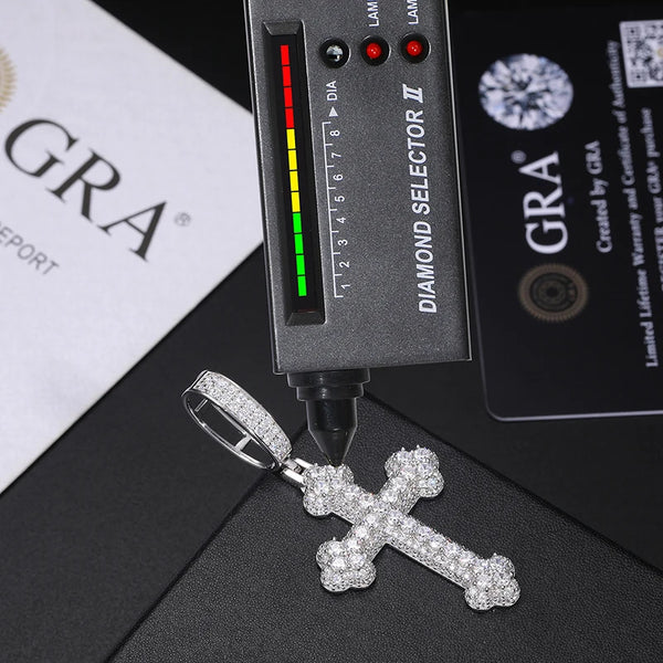 Silver Diamond Cross Pendant-ToShay.org