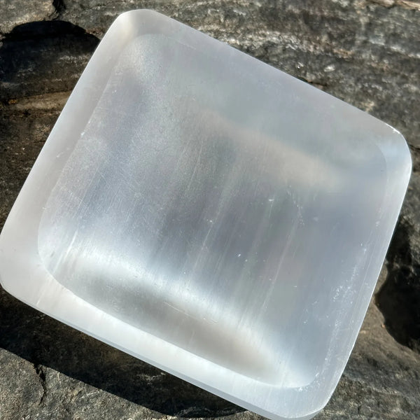 White Selenite Plate-ToShay.org