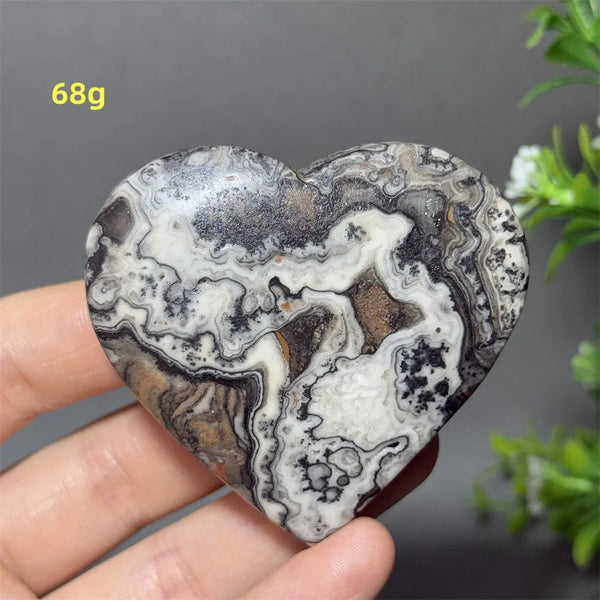 Black Yellow Stripe Calcite Heart-ToShay.org