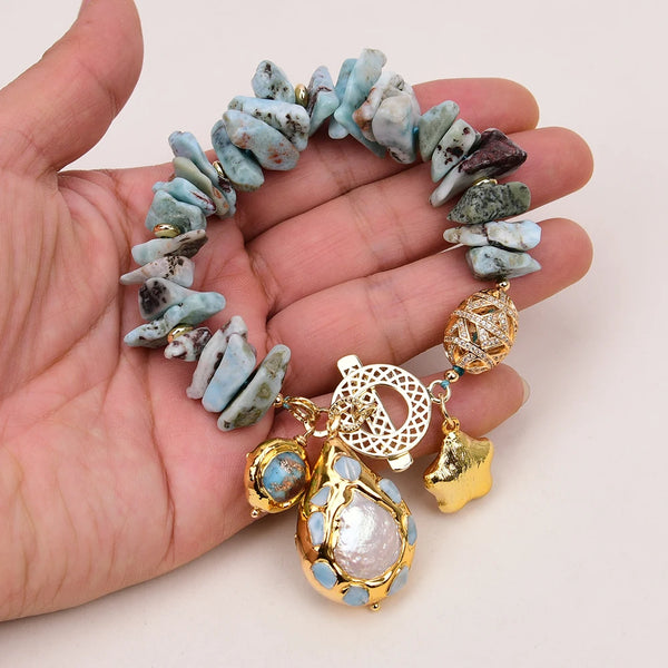 Blue Larimar Charm Bracelet-ToShay.org