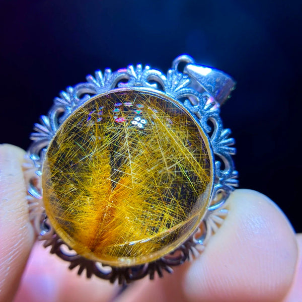 Gold Rutilated Quartz Pendant-ToShay.org