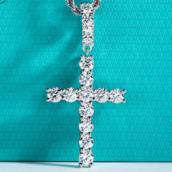 Silver Diamond Cross Pendant-ToShay.org