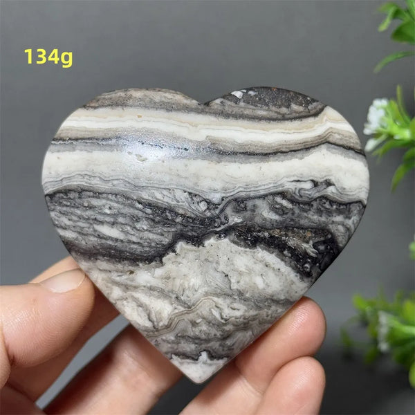 Black Yellow Stripe Calcite Heart-ToShay.org