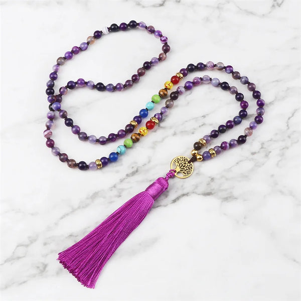 Chakra Purple Agate Japamala-ToShay.org