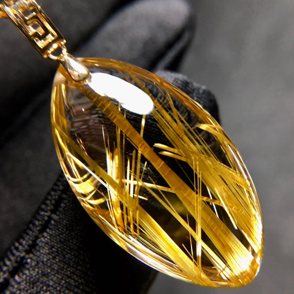 Gold Rutilated Quartz Pendant-ToShay.org