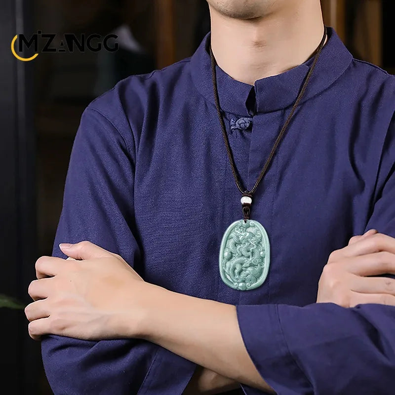 Blue Jadeite Dragon Pendant-ToShay.org