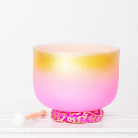 Gold Top Frosted Quartz Singing Bowls-ToShay.org