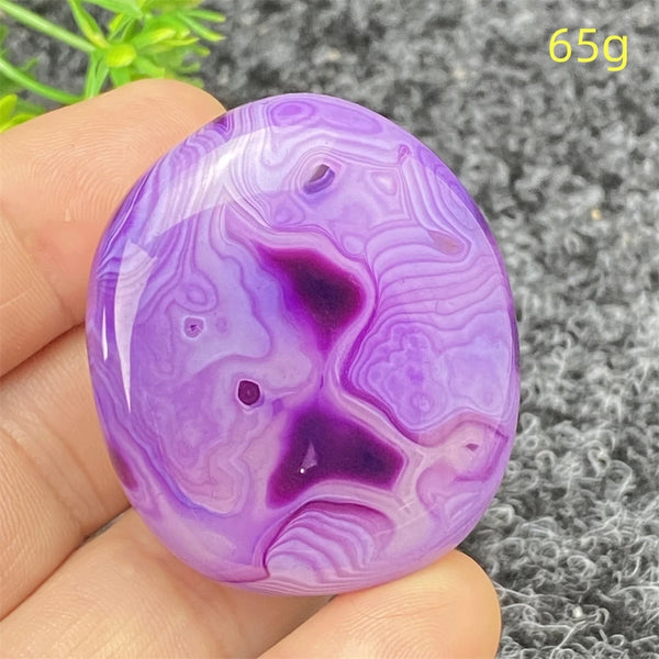 Purple Silk Agate Palm Stone-ToShay.org