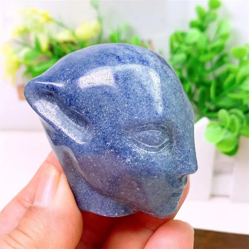 Blue Aventurine Alien Skull-ToShay.org