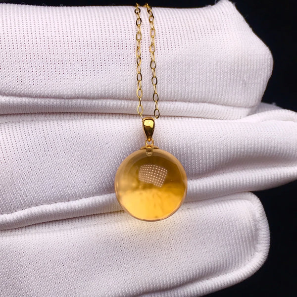 Yellow Citrine Ball Pendant-ToShay.org