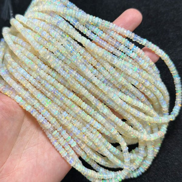 White Opal Rondelle Beads-ToShay.org
