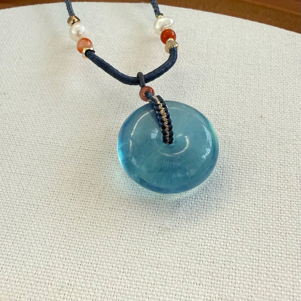 Blue Aquamarine Donut Pendant-ToShay.org