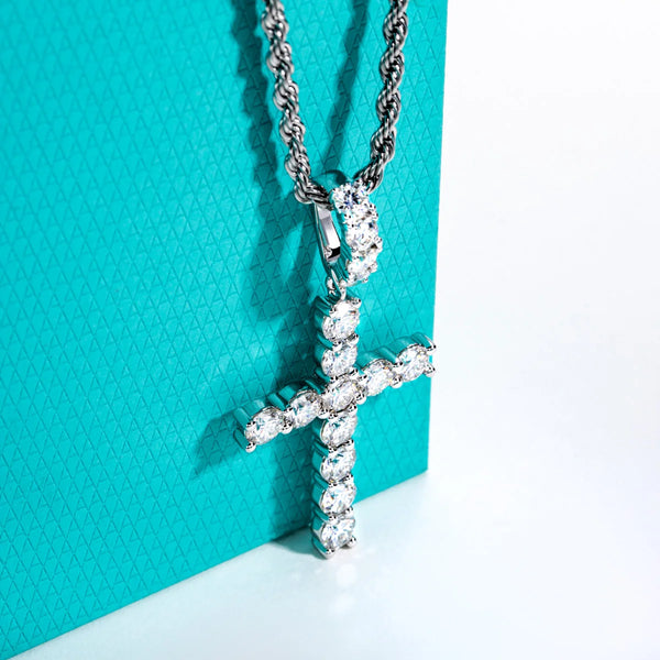 Silver Diamond Cross Pendant-ToShay.org