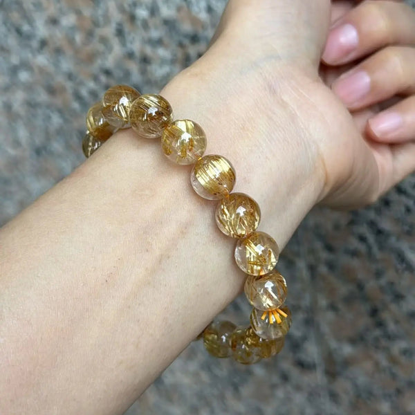Gold Rutilated Quartz Bracelet-ToShay.org
