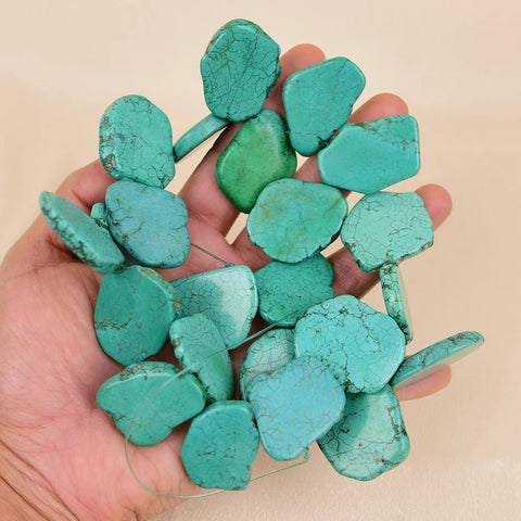 APDGG Point Top Drilled Green Turquoise Stone Slab Nugget Coated Gems Slice Loose Beads Jewelry Making DIY-ToShay.org