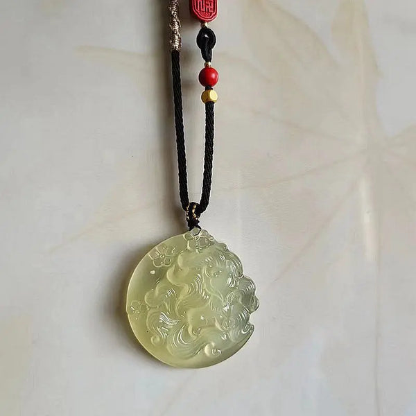 Green Jade Fox Pendant-ToShay.org