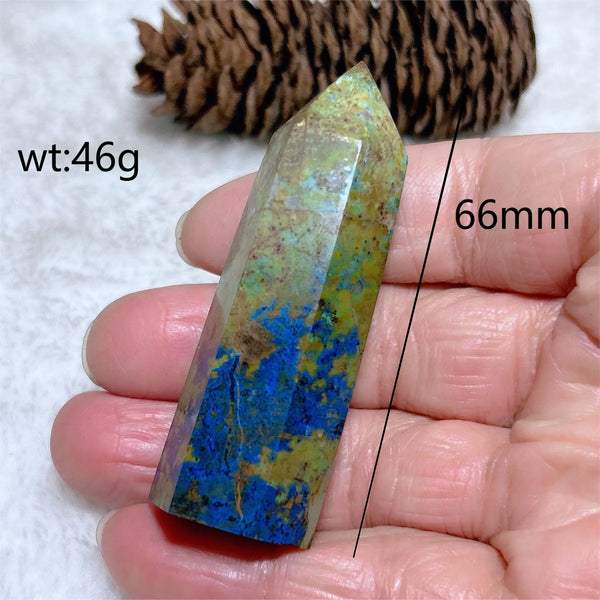 Blue Azurite Chrysocolla Point-ToShay.org