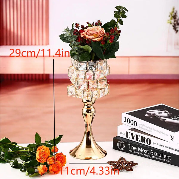 Gold Crystal Bead Candle Holder-ToShay.org