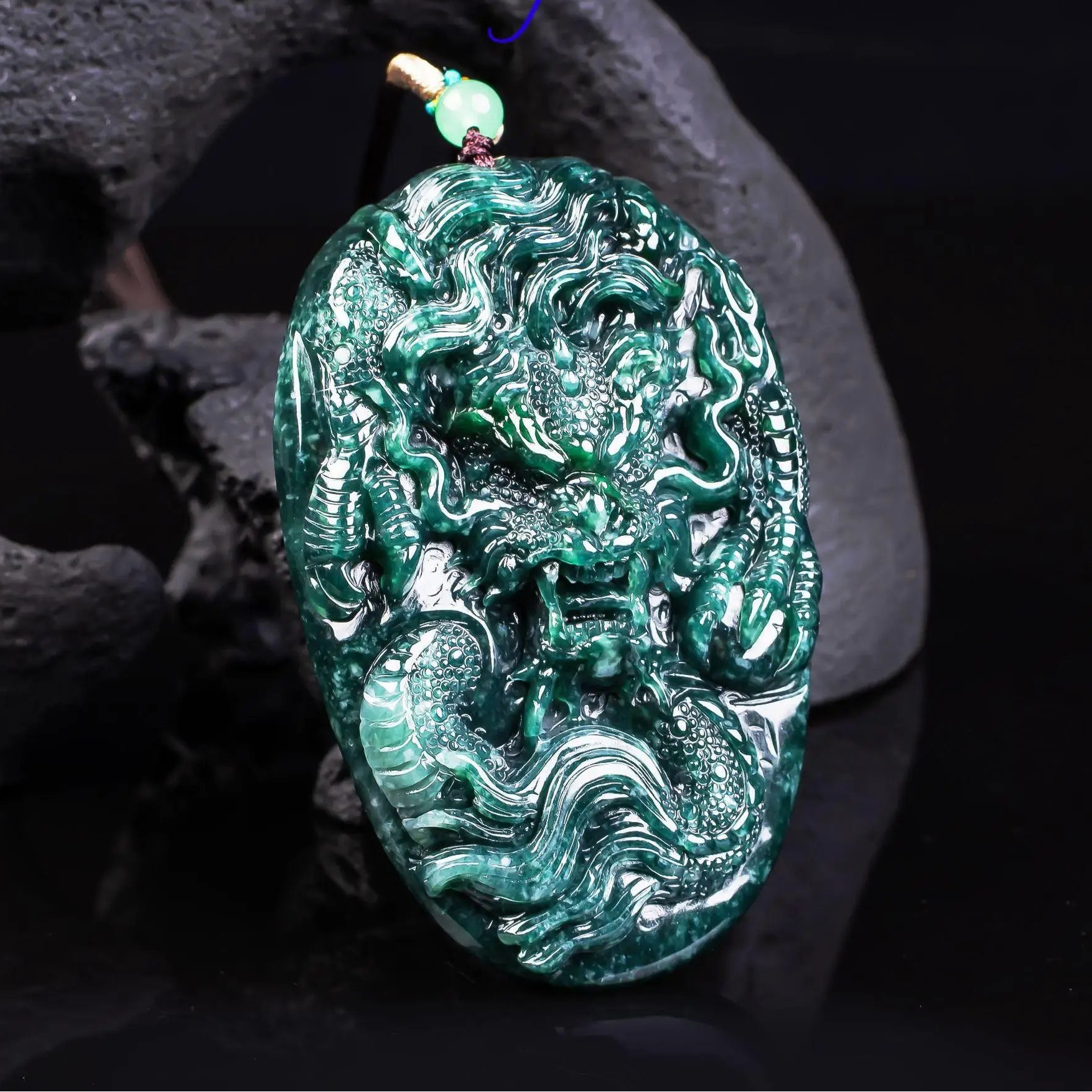 Green Jadeite Dragon Pendant-ToShay.org