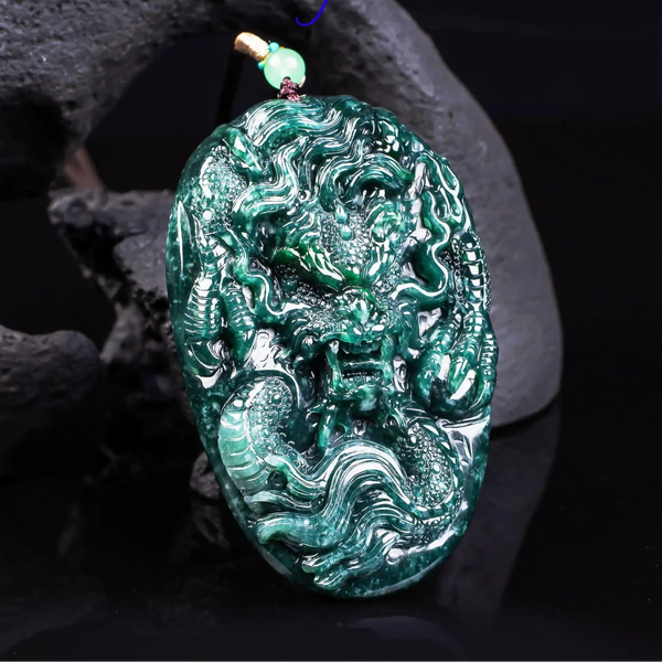Green Jadeite Dragon Pendant-ToShay.org