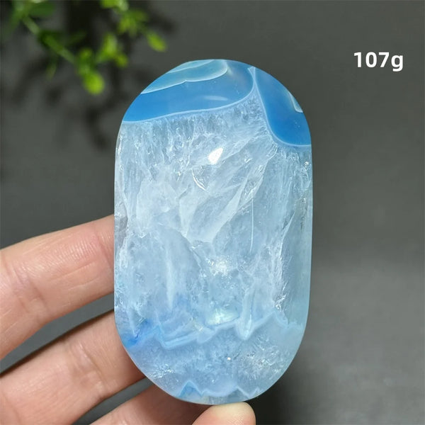 Blue Agate Palm Stone-ToShay.org