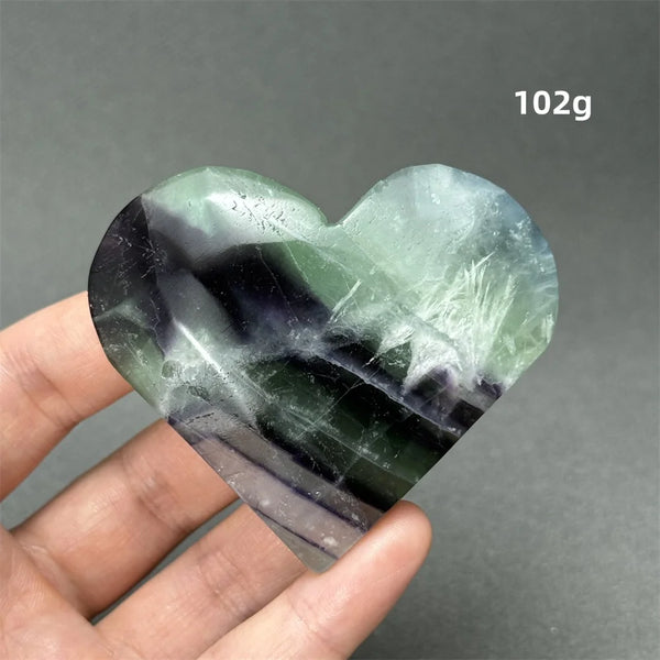 Green Feather Fluorite Heart-ToShay.org